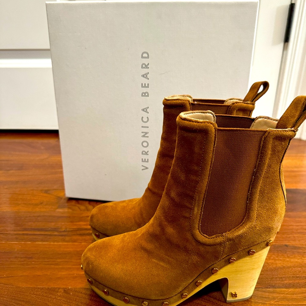 LIKE NEW, Veronica Beard brown suede clog boots